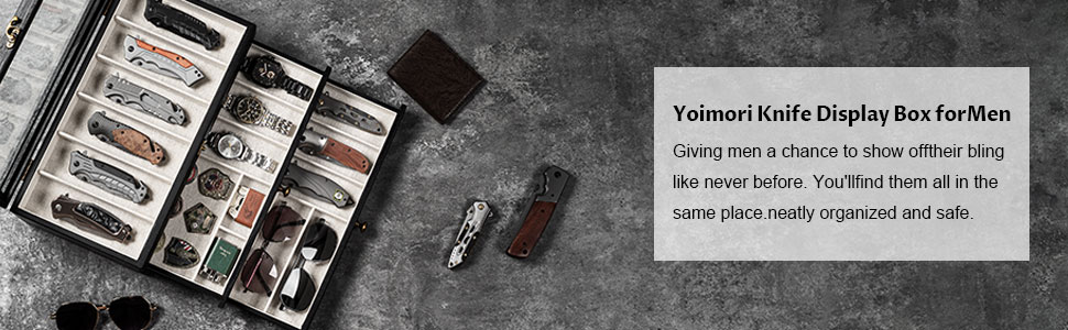 Emfogo Wooden Pocket Knife Display Case, Collector Storage Box for Men product details