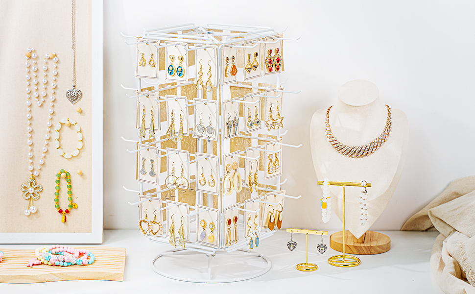 Emfogo Rotating Earring Display Stand, Wooden Jewelry Organizer product details
