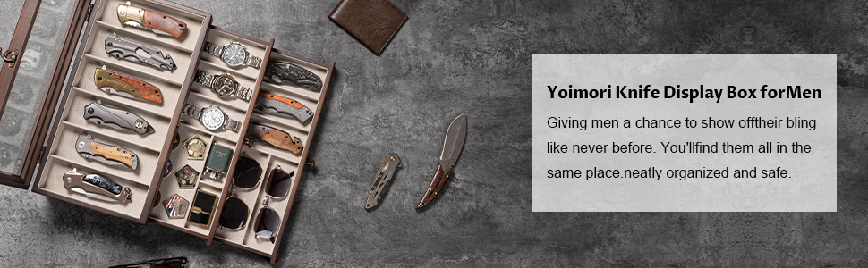 Emfogo Wooden Pocket Knife Display Case, Collector Storage Box for Men product details