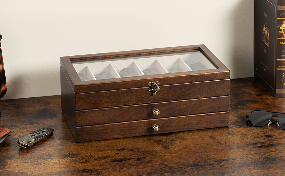 Emfogo Wooden Pocket Knife Display Case, Collector Storage Box for Men product details