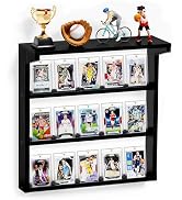Emfogo Trading Card Display Stand for Wall, 3 Tier Wooden Graded Card Display Stand, Sports Card ... product details