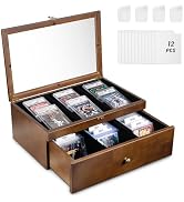 Emfogo Trading Card Storage Box, 70+ Graded Card Storage Box with Custom Drawer, Wood Storage Dis... product details