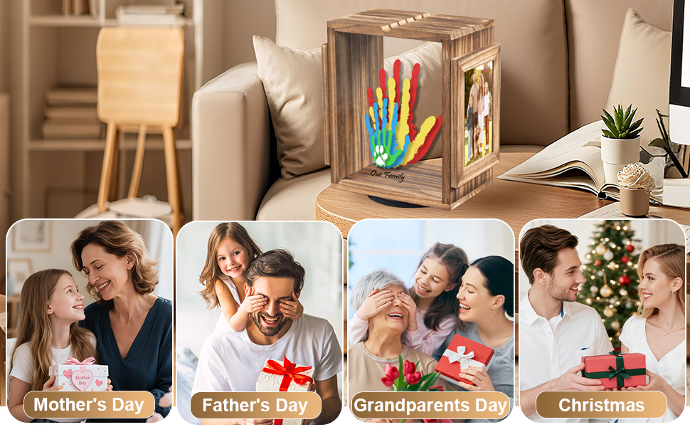Emfogo 360-Degree Family Handprint Kit with Wooden Keepsake Frame product details
