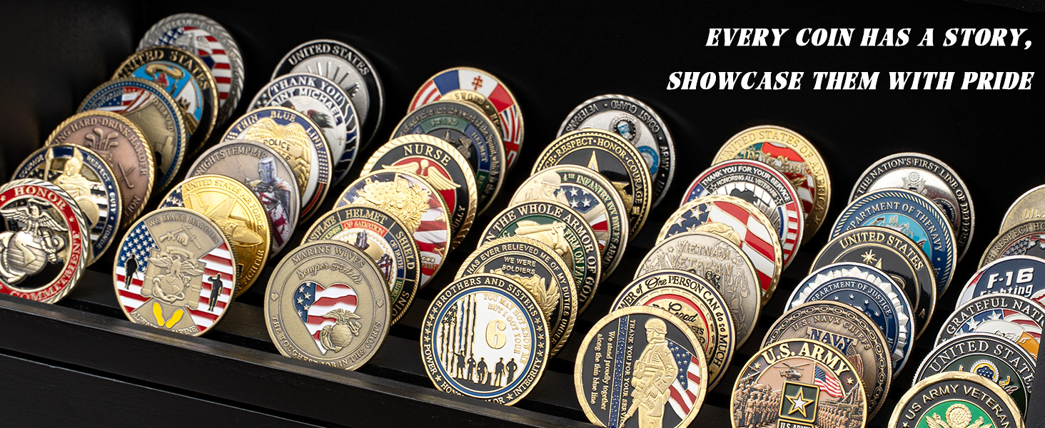 Emfogo Wooden Challenge Coin Display Stand, Collectible Coin Organizer product details