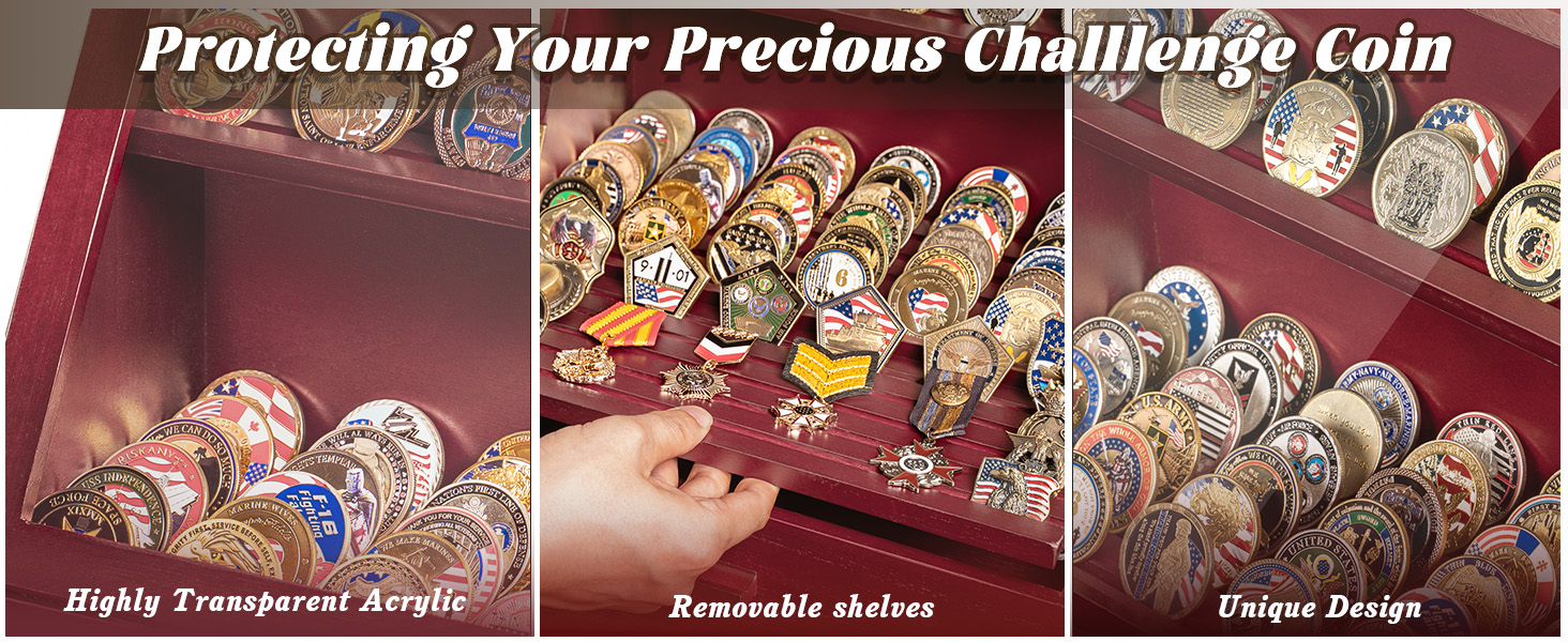 Emfogo Wooden Challenge Coin Display Stand, Collectible Coin Organizer product details