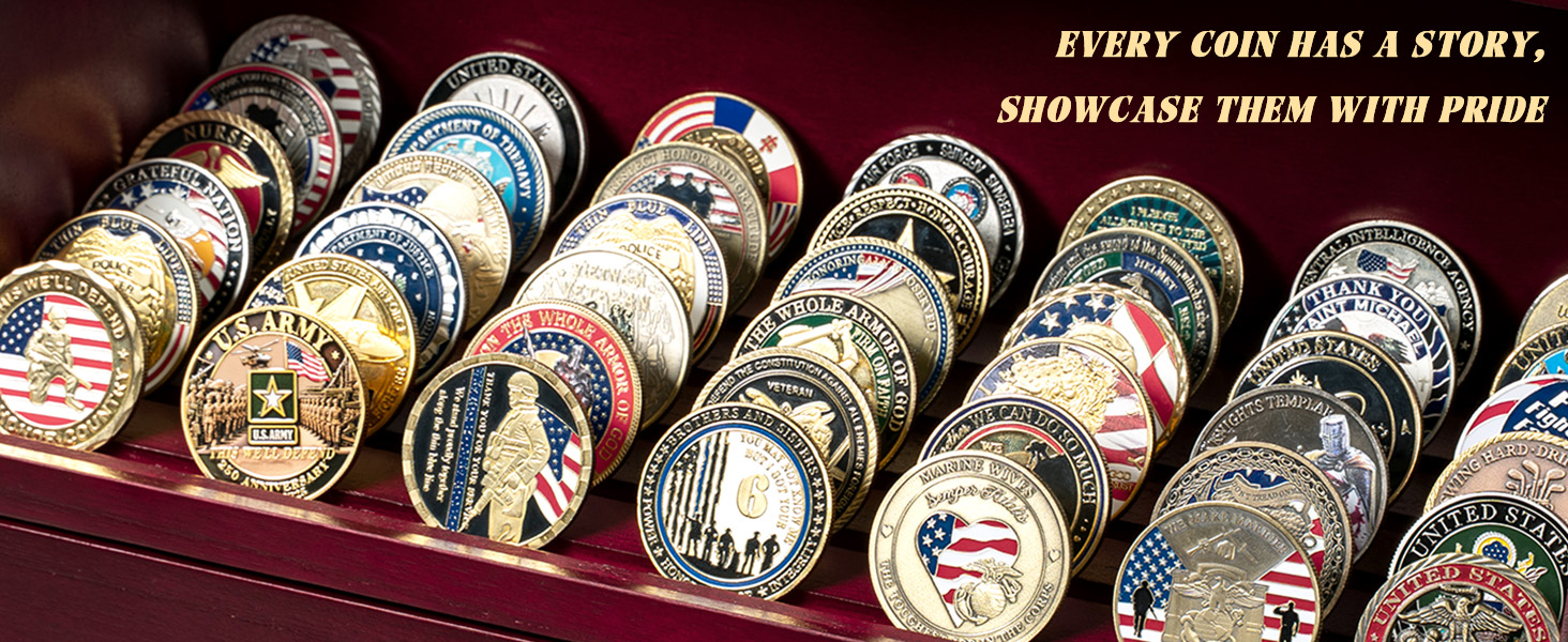Emfogo Wooden Challenge Coin Display Stand, Collectible Coin Organizer product details