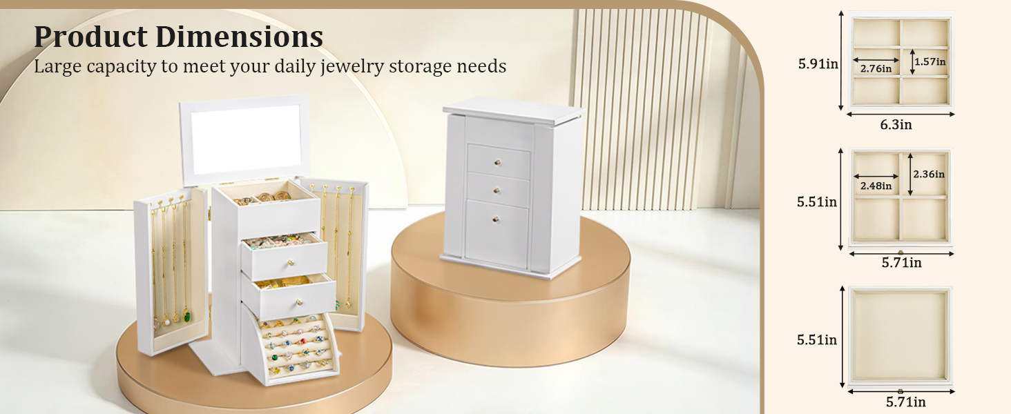 white jewelry box product details