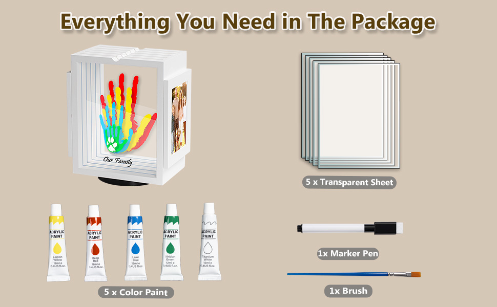 Emfogo 360-Degree Family Handprint Kit with Wooden Keepsake Frame product details