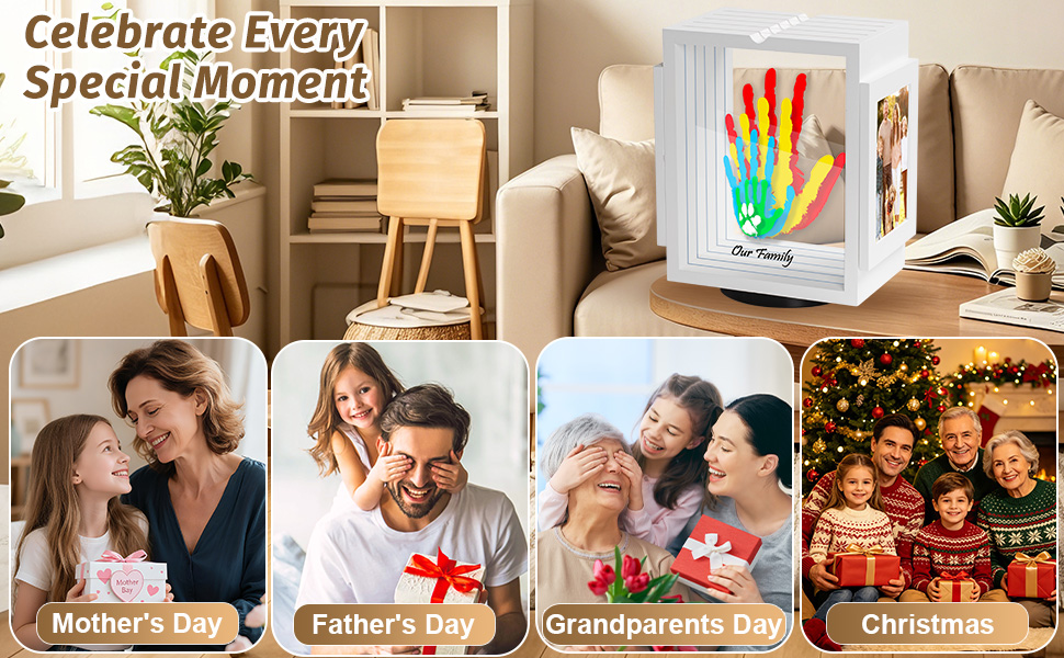 Emfogo 360-Degree Family Handprint Kit with Wooden Keepsake Frame product details