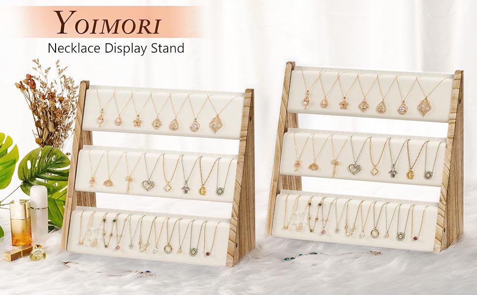 Emfogo Wooden Necklace Display Stand, Multi-Tier Jewelry Organizer product details